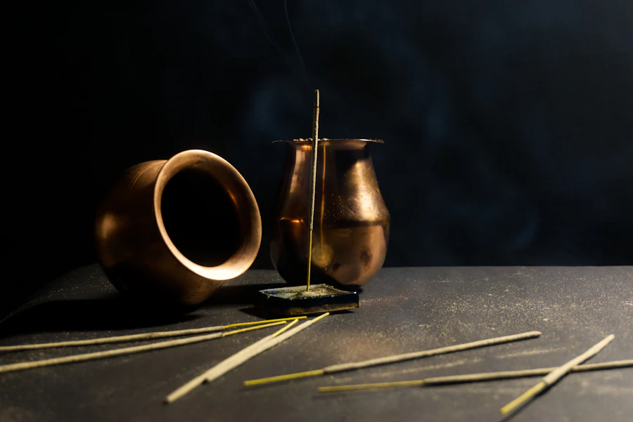 Simple ceramic vessels arranged on a table in a calm treatment room