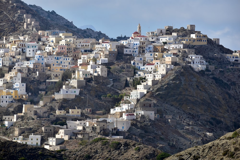 a mountain with a bunch of houses on it