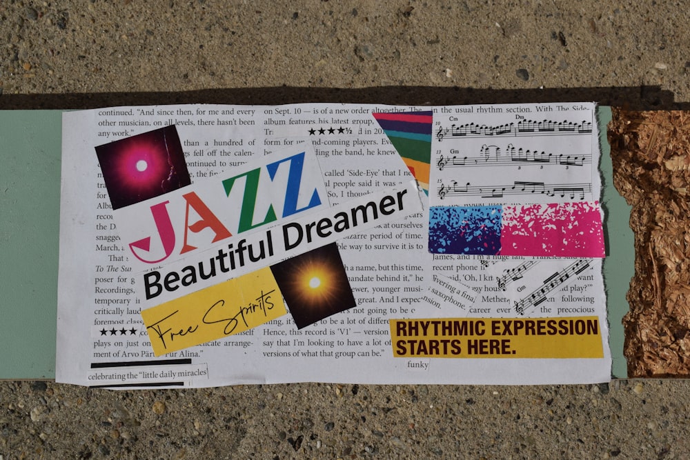 a piece of newspaper with a picture of a jazz band on it