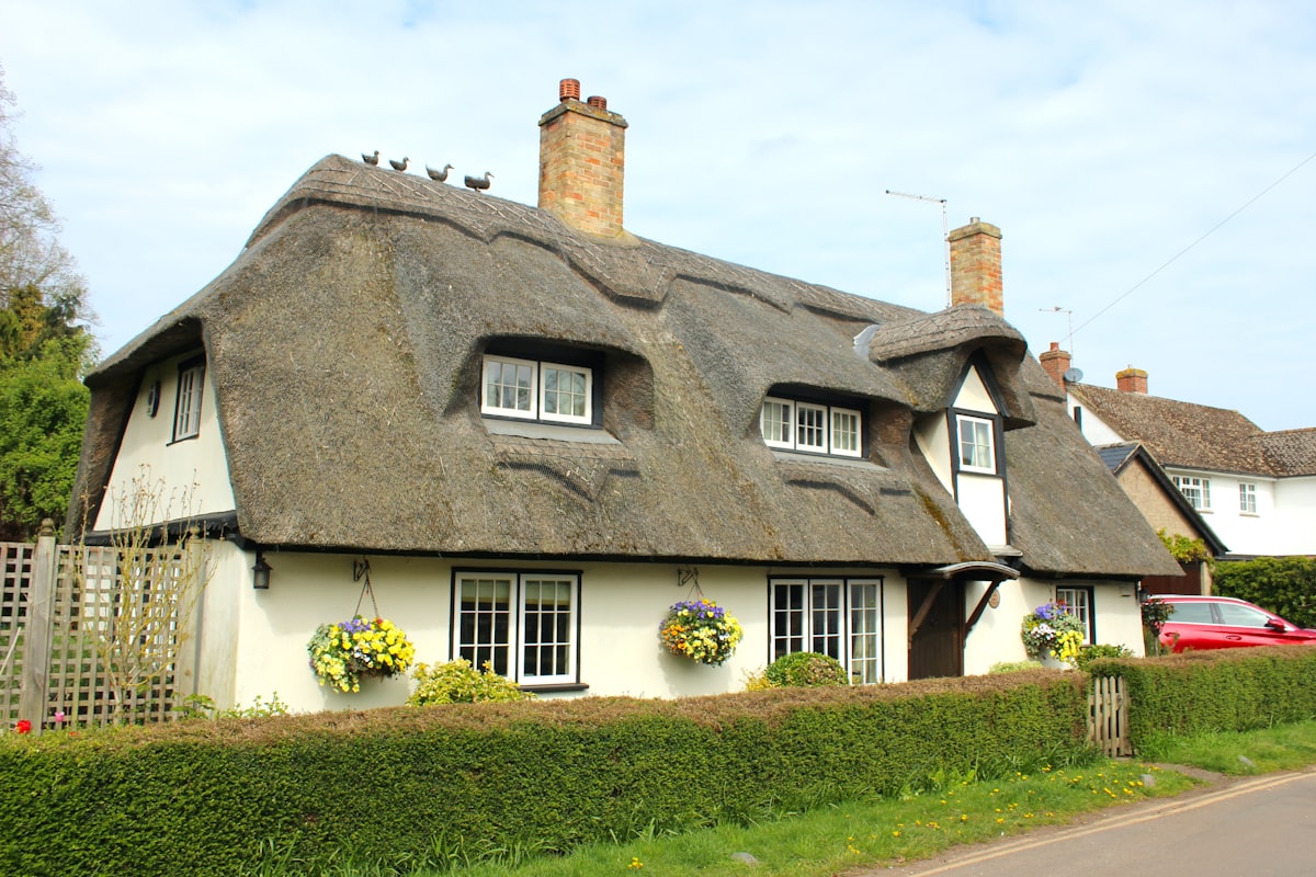 A thatched cottage in a South Cambridgeshire village