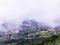 Bird's eye view of multiple terraced plots in a peaceful rural setting.