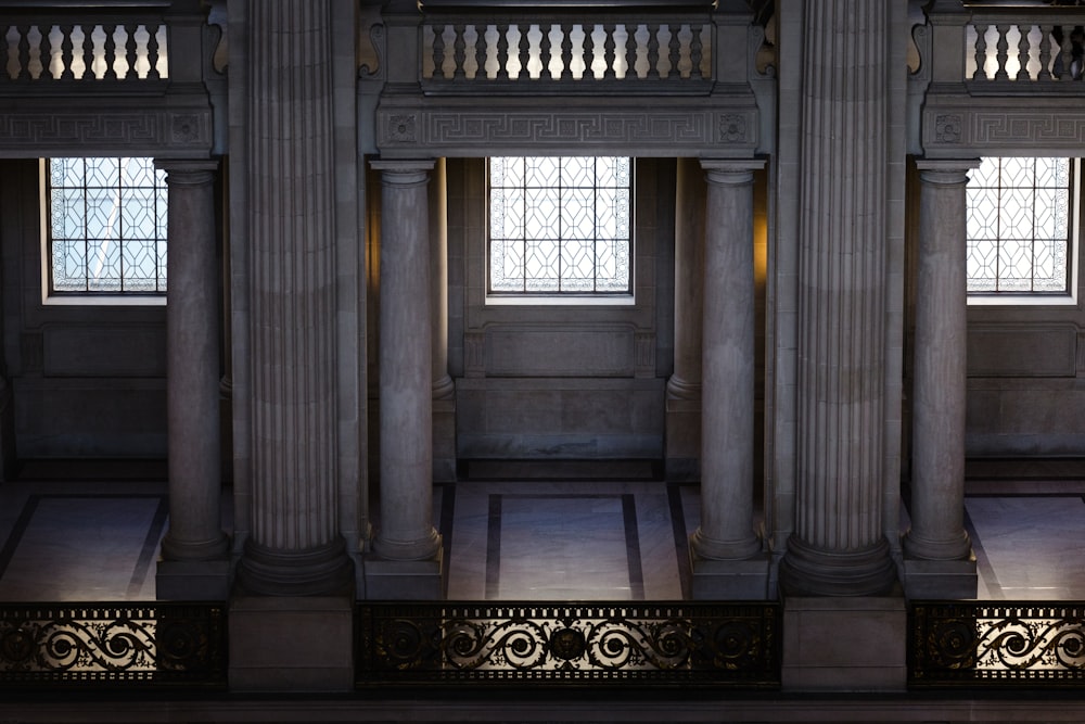 a large building with columns and windows