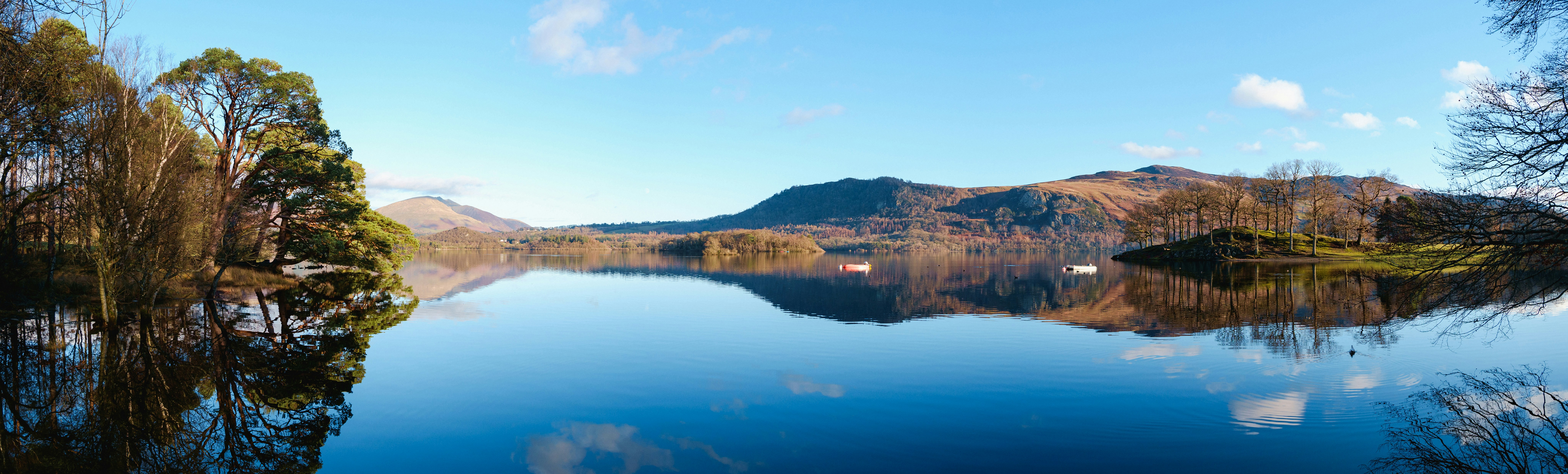 a large body of water surrounded by trees