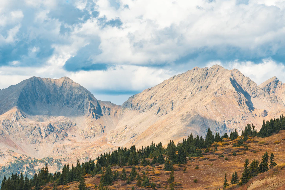 Mountain range in a changing sky