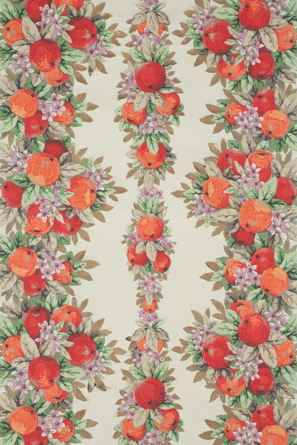 Un papel pintado floral con flores naranjas y rosas