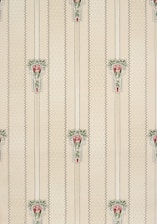 Vertical striped pattern featuring floral motifs with ornate detailing. The design is symmetrical and repeats across the surface with a combination of geometric lines and floral elements.