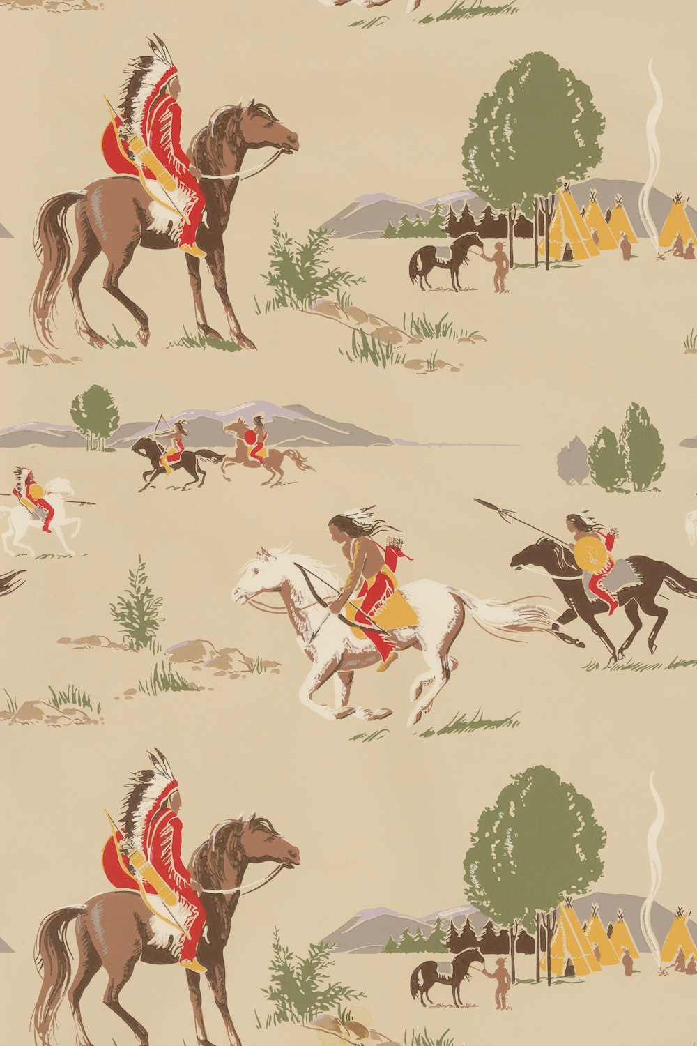 a wallpaper with horses and a man on a horse