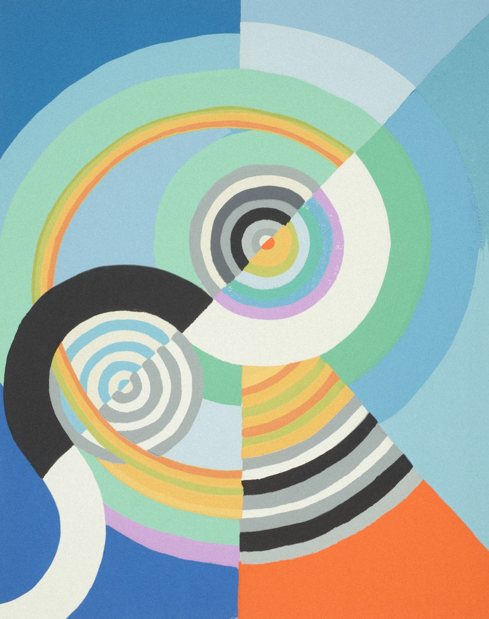 Una pintura abstracta con un diseño circular