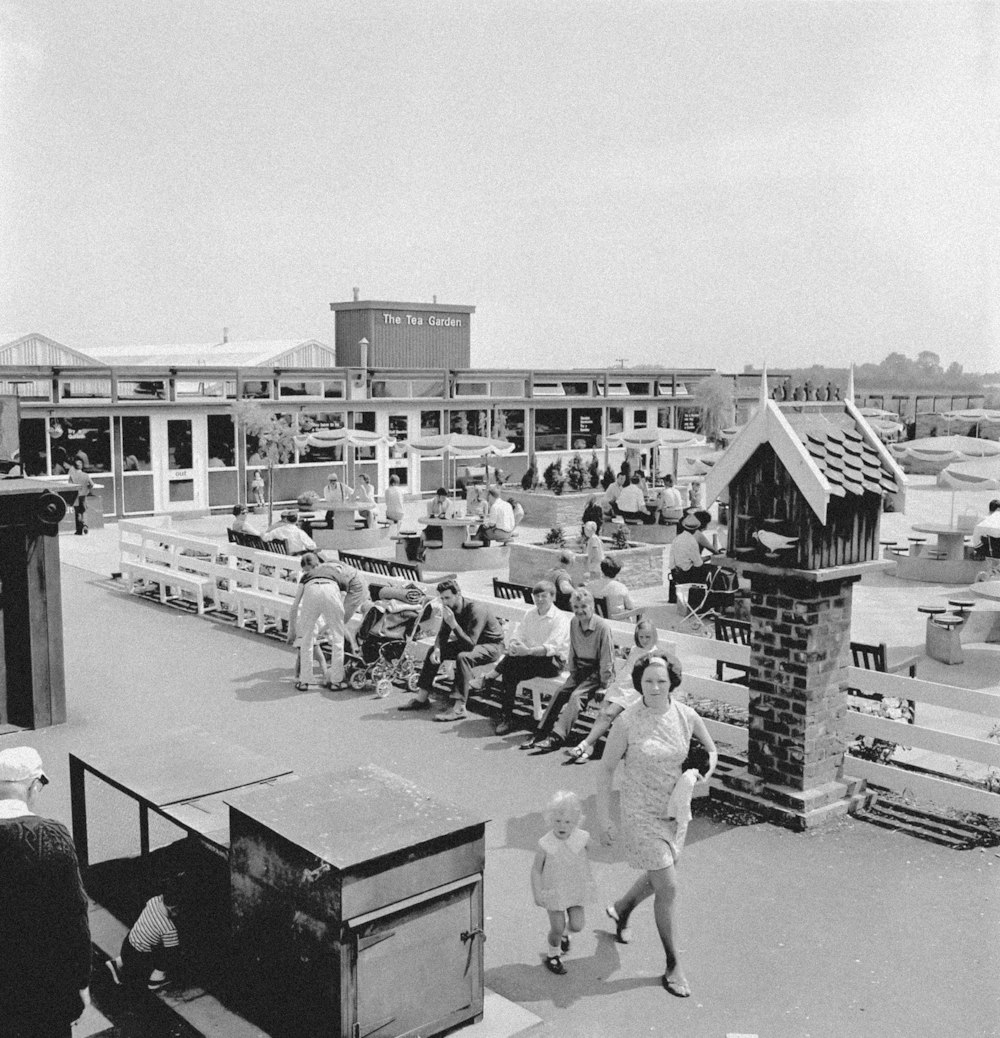 a black and white photo of a group of people