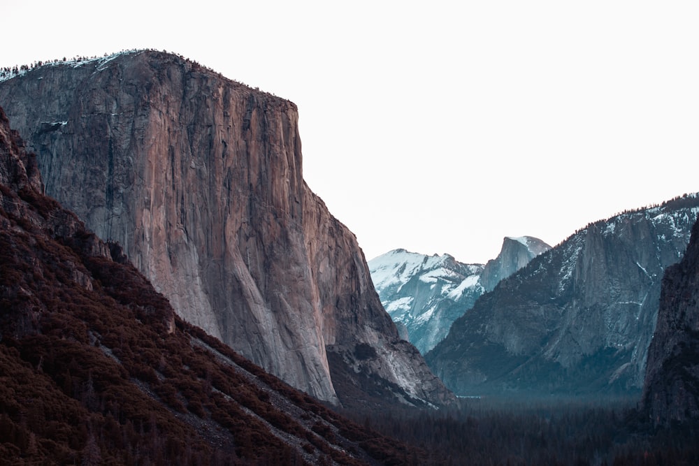 a view of a mountain with snow on the top