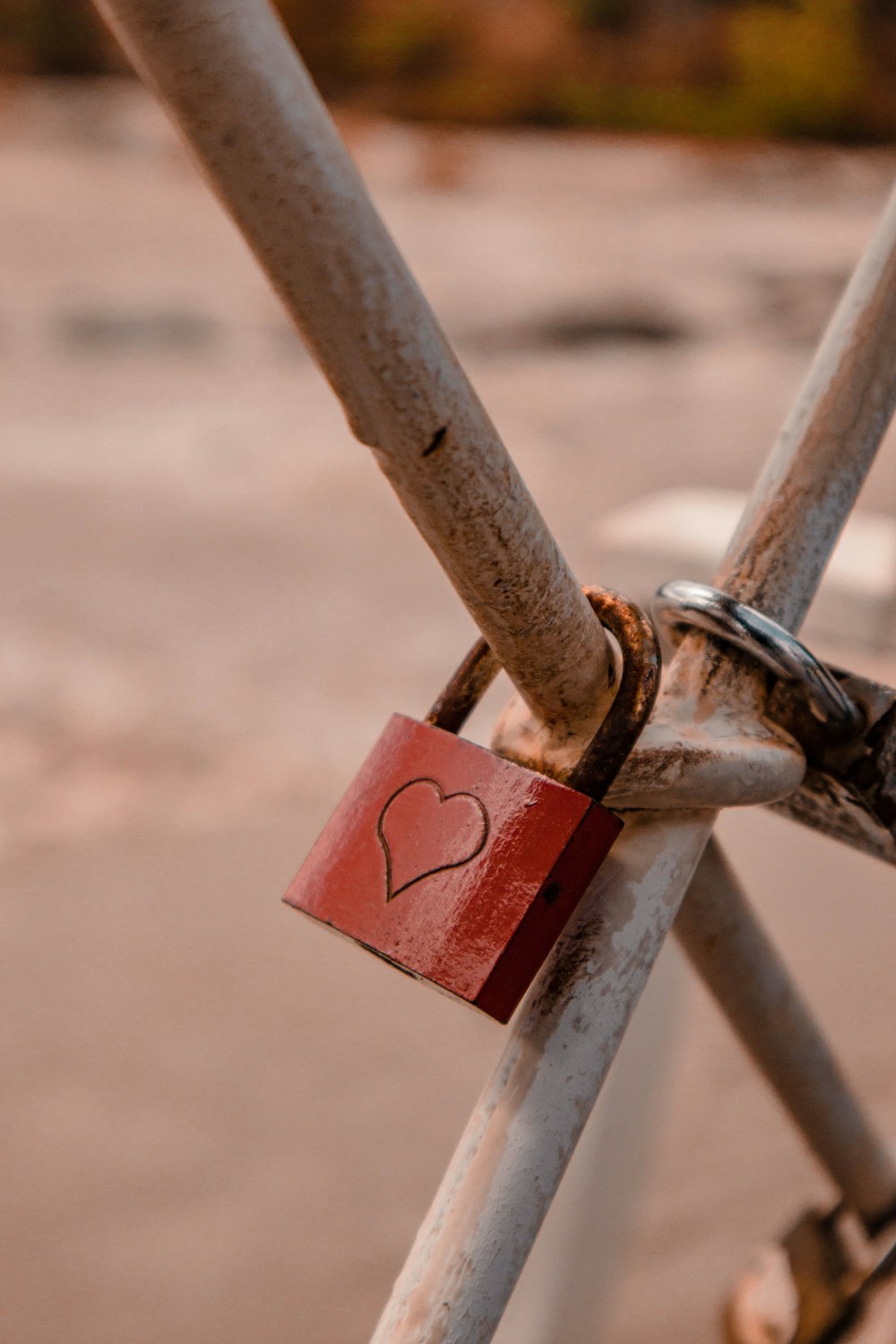 a close up of a bike with a heart on it