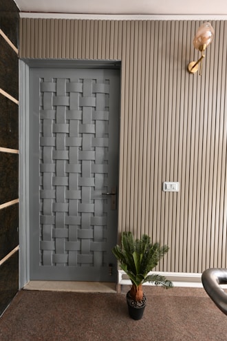 A stylish interior door displayed in a modern setting.