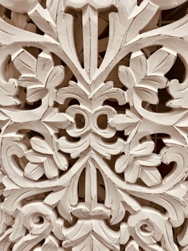 Intricately carved wooden art piece showcasing natural textures and craftsmanship.