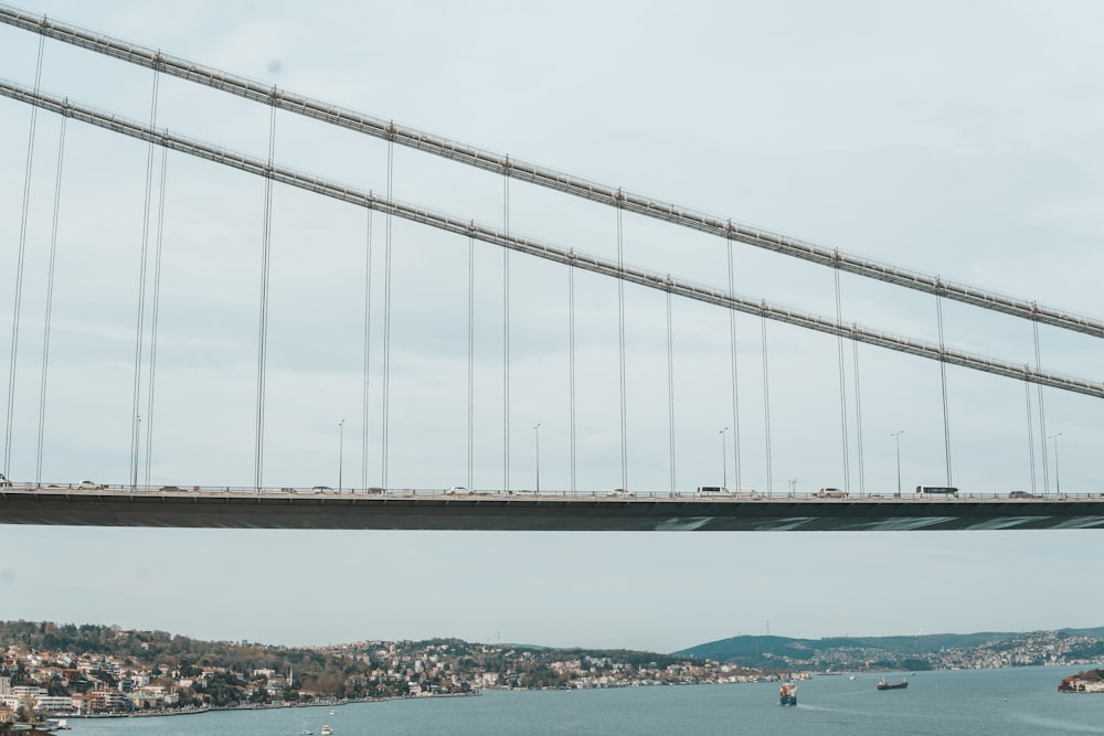 a view of a bridge over a body of water