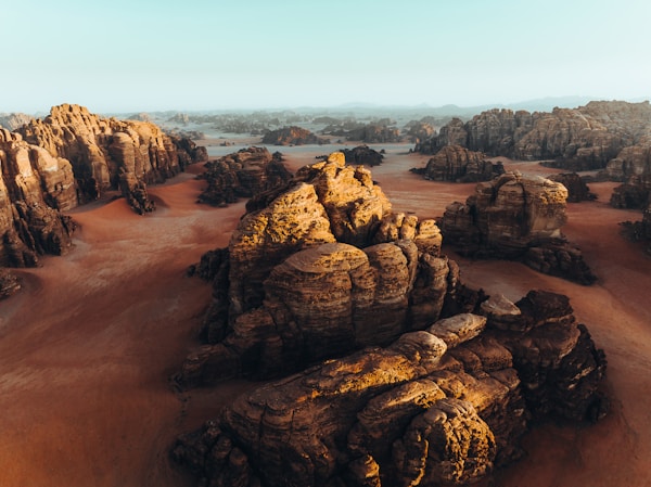 Sandstone plateau, Hisma Desert – NEOM, Saudi Arabia | The NEOM Nature Reserve region is being designed to deliver protection and restoration of biodiversity across 95% of NEOM.by NEOM