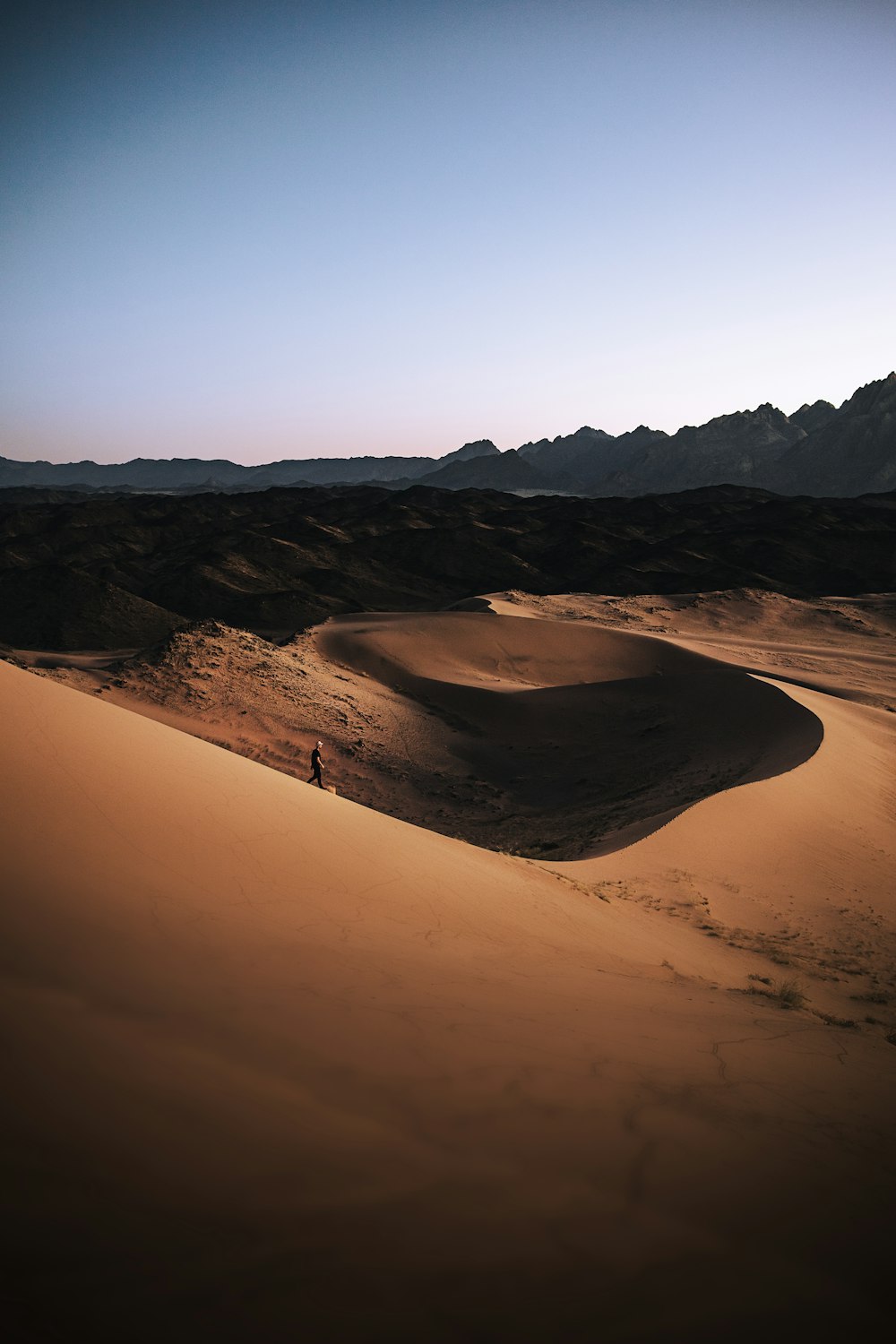 a person standing in the middle of a desert