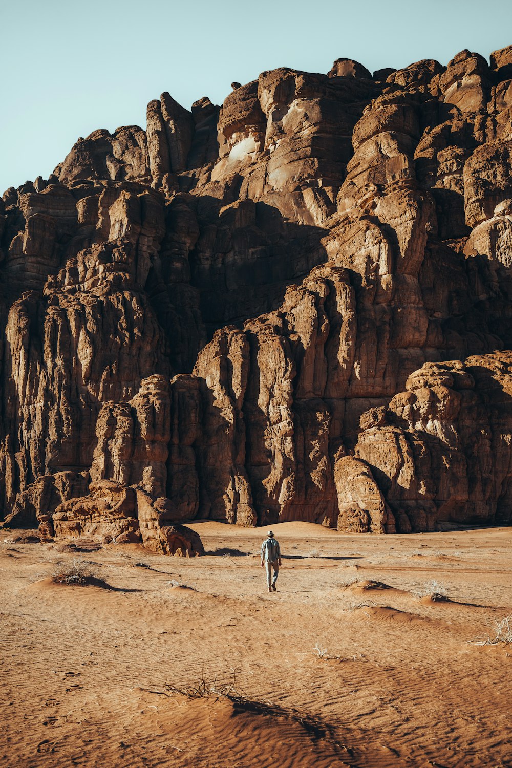 a person standing in the middle of a desert