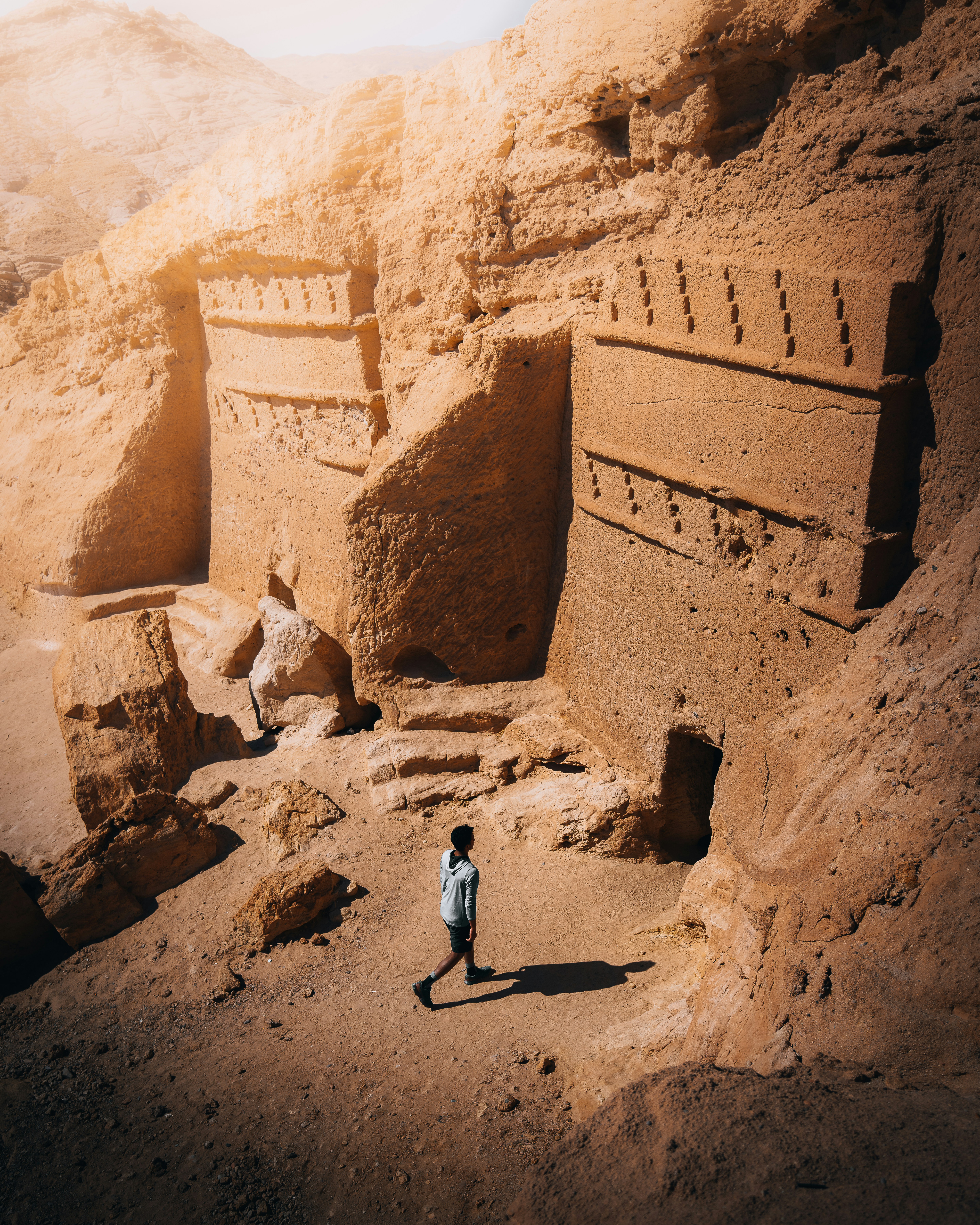 Nabataean Necropolis of Magha’ir Shu‘aib – NEOM, Saudi Arabia | This impressive site features around 30 Nabatean monumental tombs carved into the sheer rocky cliff.