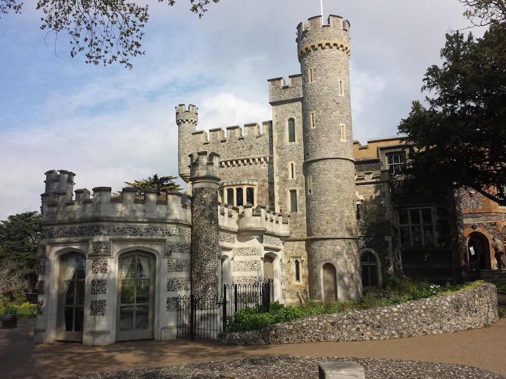 a large castle like building with a gate