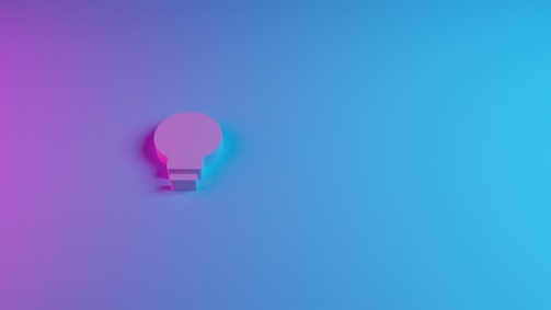 A whimsical illustration of a light bulb symbolizing ideas.