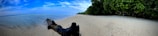 A panoramic view of a serene beach in Bali.