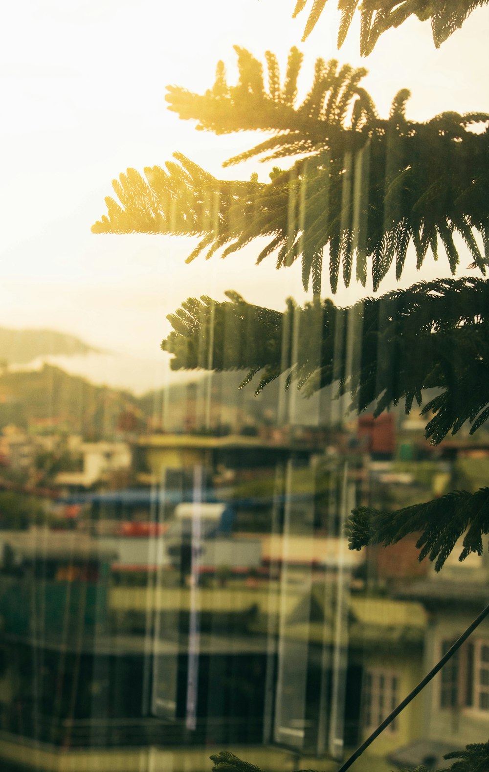 a view of a city through a window