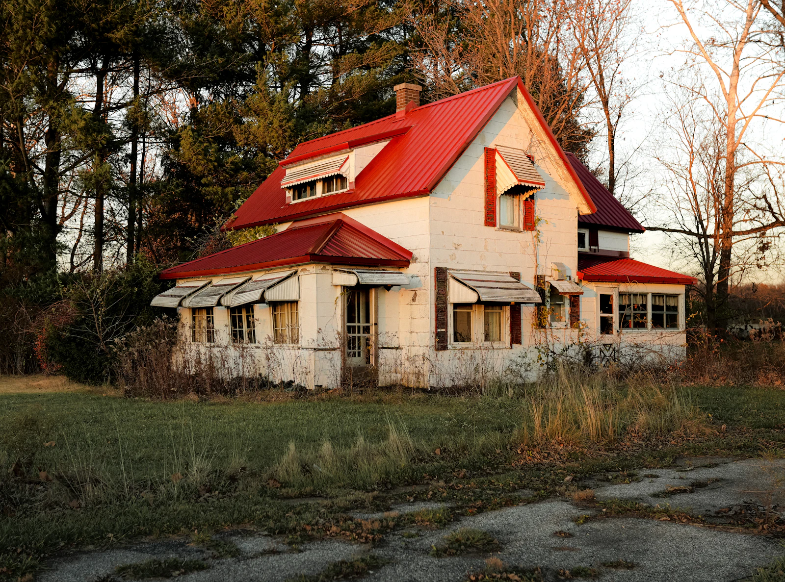 Rural farmhouse on open land