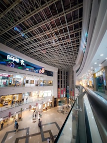 a large building with a lot of people inside of it