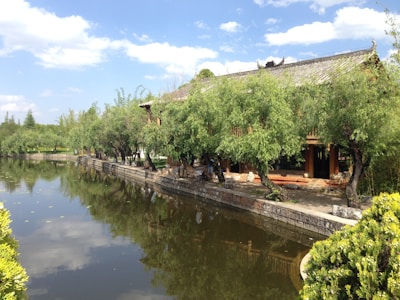 A serene view of the Puskesmas building surrounded by greenery.