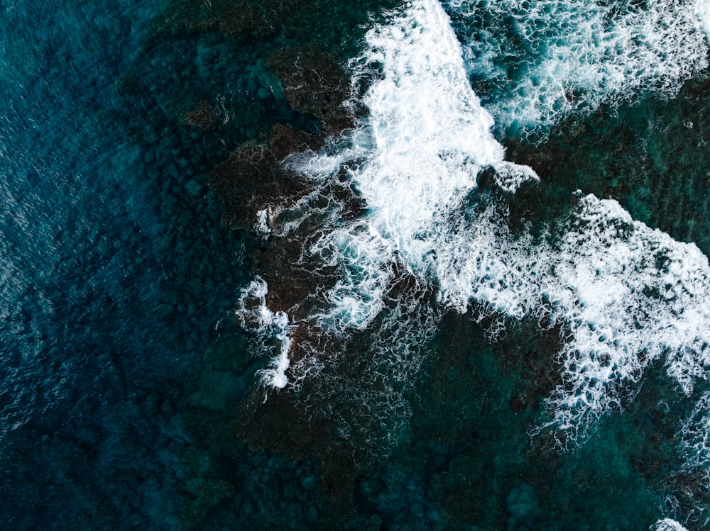 an aerial view of a body of water