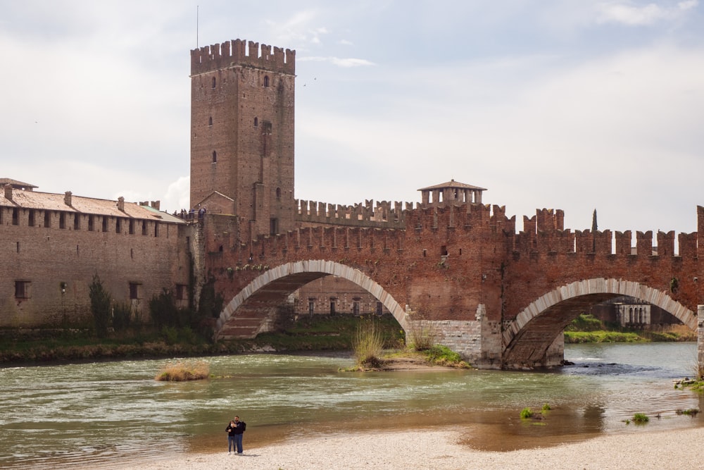 a man standing on a beach next to a river