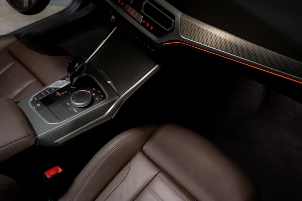 A clean car interior with leather seats