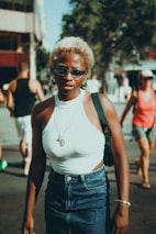 A casual scene showing a person wearing Solistara accessories while enjoying a city walk.