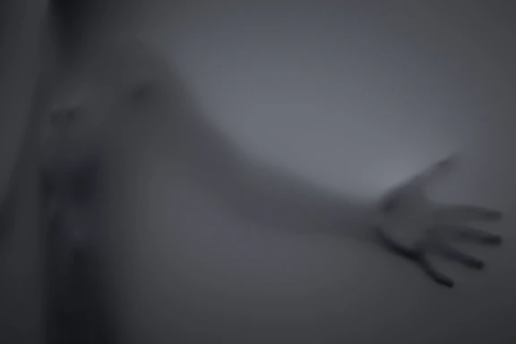 A shadowy figure reaching out through a misty, red-lit underground club scene.