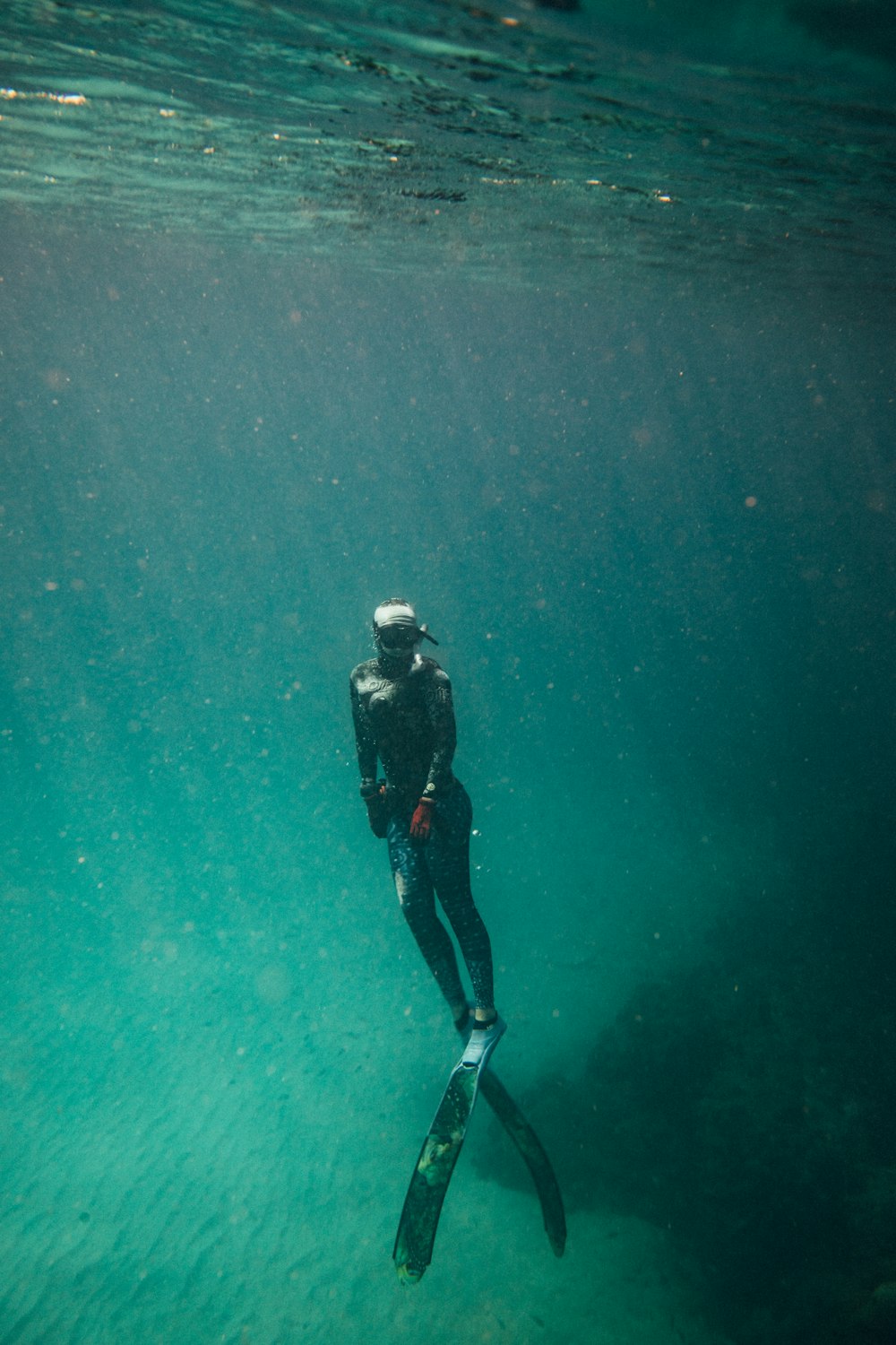 a person in a wet suit is in the water