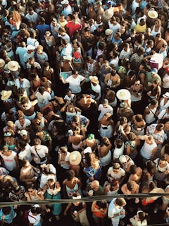 An aerial view of a large crowd gathered at a cultural festival in India