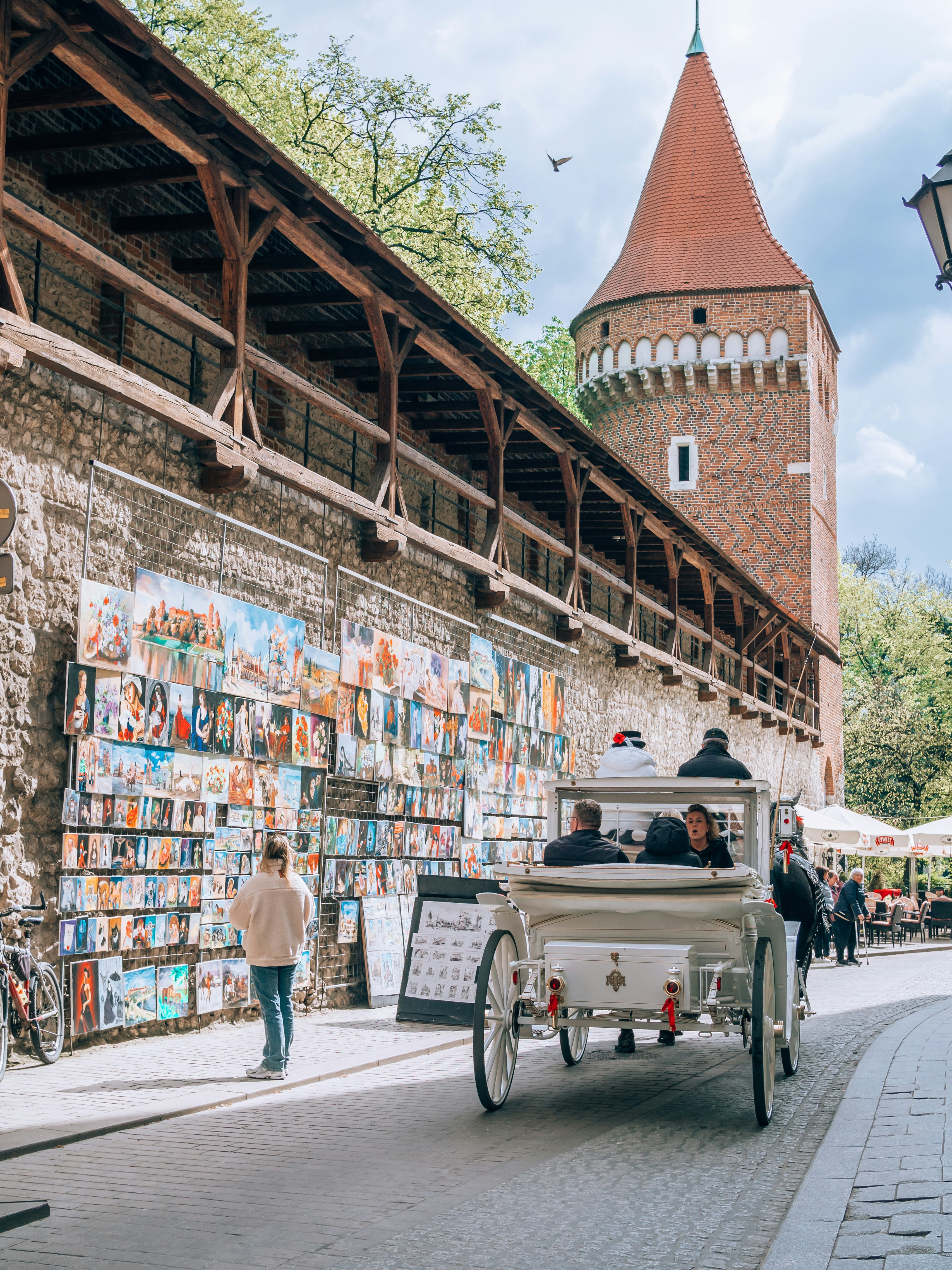 Une calèche dans une rue de la ville