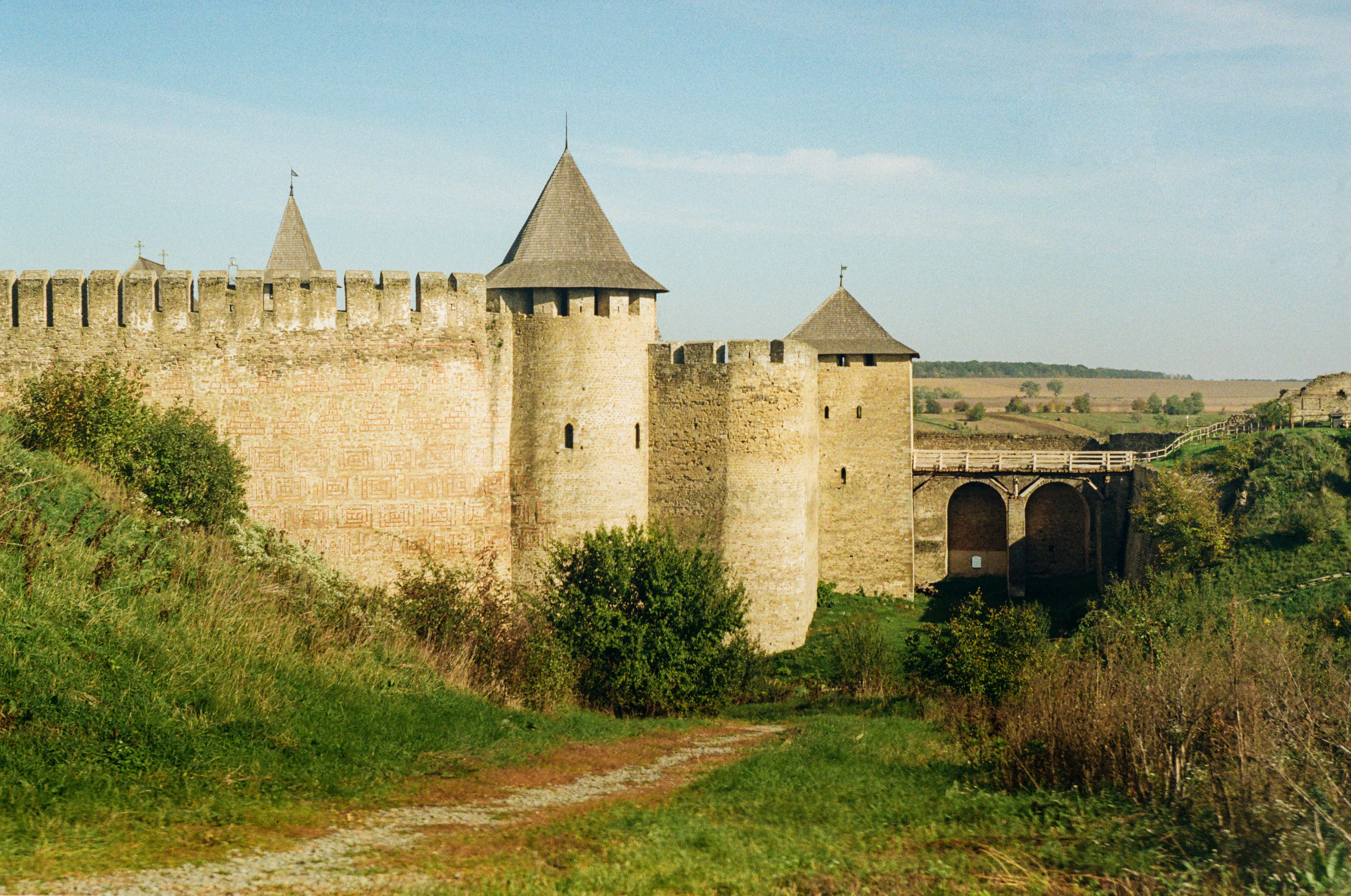 Khotyn, Ukraine - Khotyn fortress in Chernyvtsy region in Ukraine, captured on 35 mm film.
