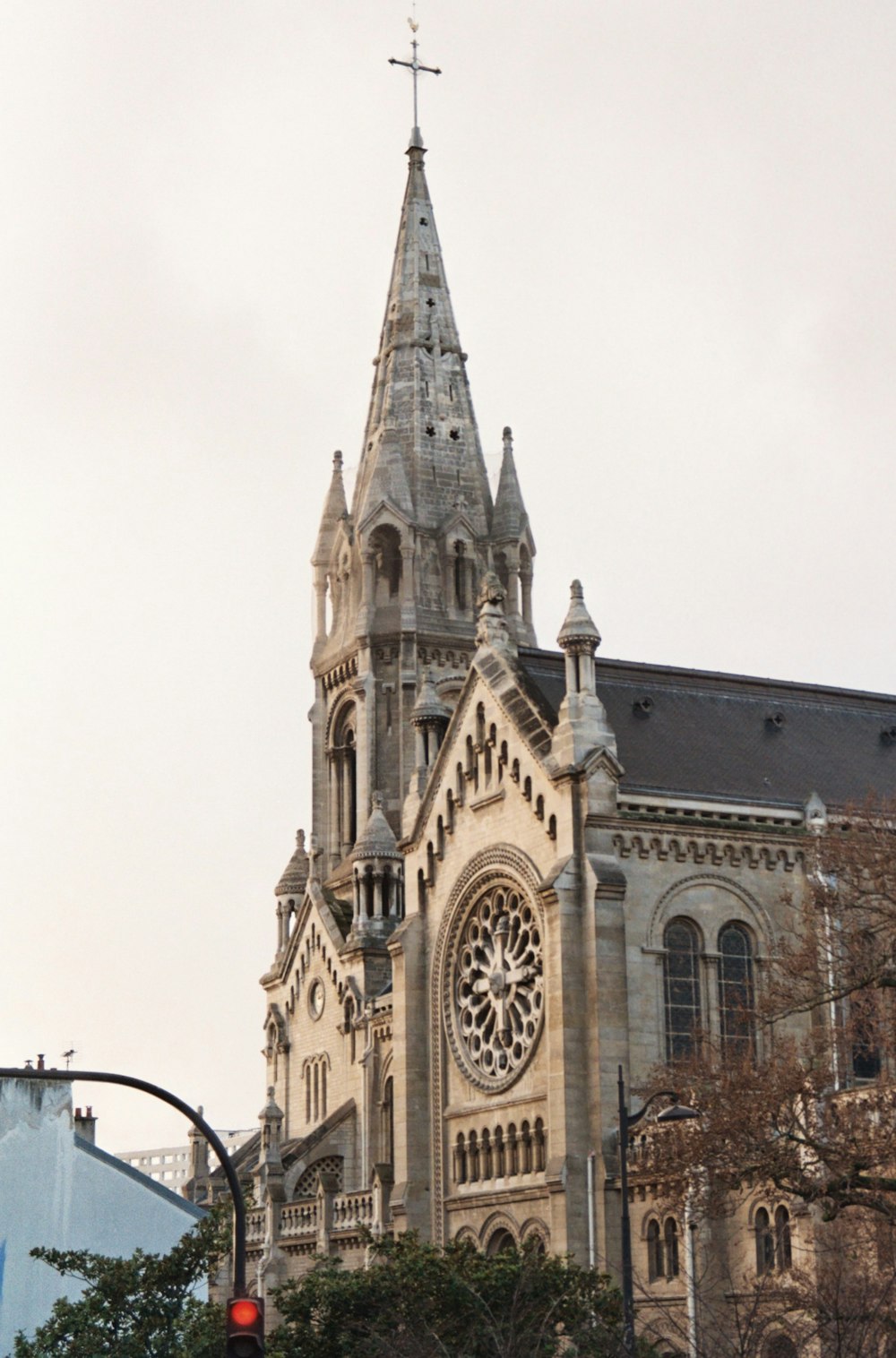 a large cathedral with a clock on the front of it