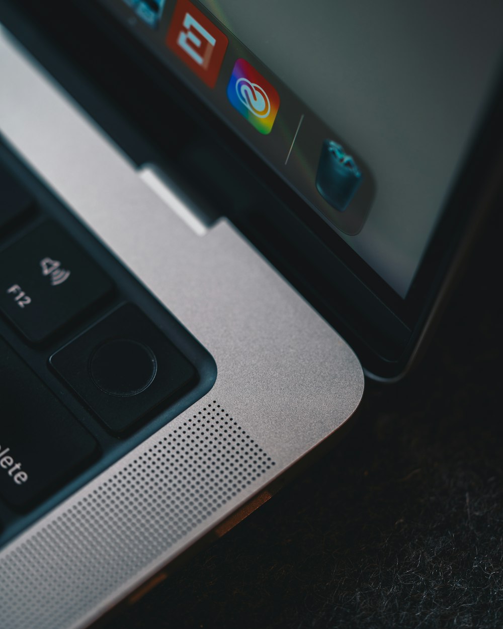 a close up of a laptop computer keyboard