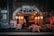 A cozy, small restaurant with a brick archway entrance is lined with red checkered tablecloths on outdoor tables. Warm, decorative lanterns hang from the entrance, casting a soft glow. Signs and bottles are visible near the entrance, suggesting a casual and inviting dining atmosphere.