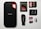 An assortment of storage devices is displayed, including a black SanDisk portable SSD with a red accent, several memory cards such as SD and microSD of varying capacities from brands like SanDisk and Transcend, along with a USB flash drive and a microSD card adapter.