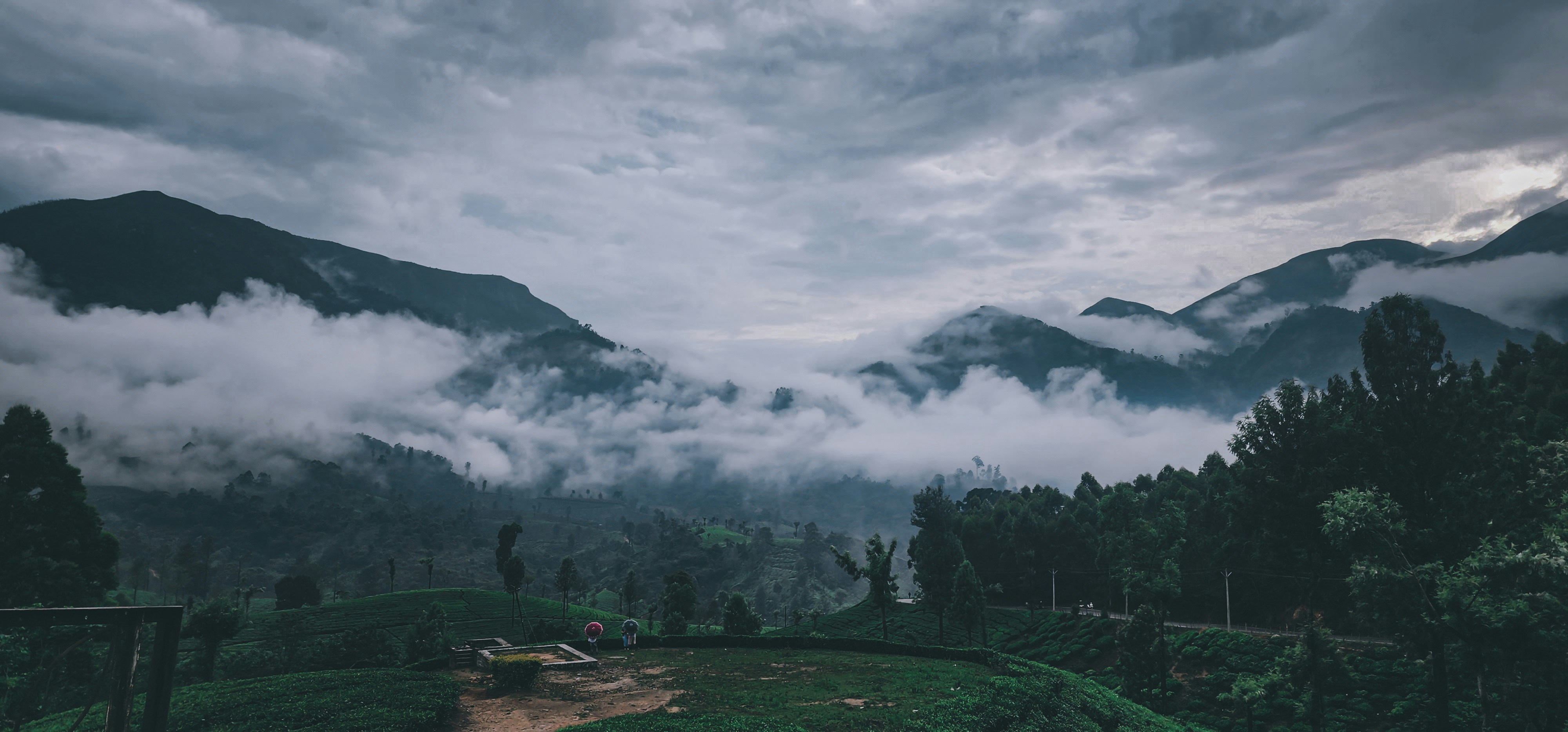 Green mountain highlands of Nyanga with rolling hills and mist