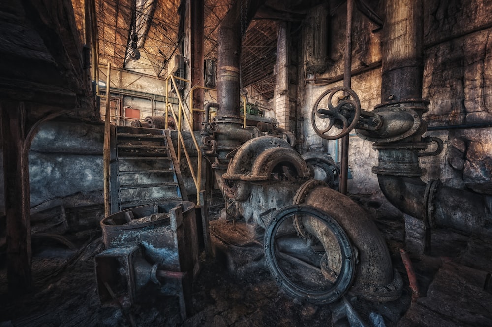 a room filled with lots of pipes and machinery