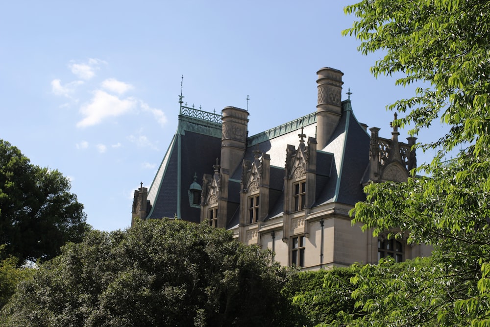 a large building with a clock on the front of it