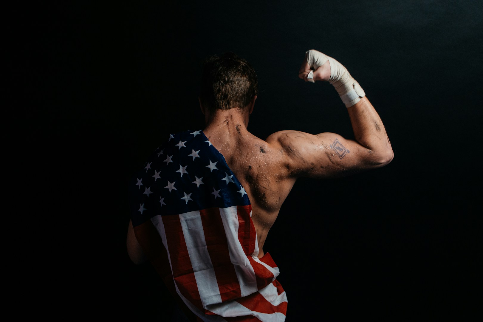 Hard-working American with supplements supporting health and vitality