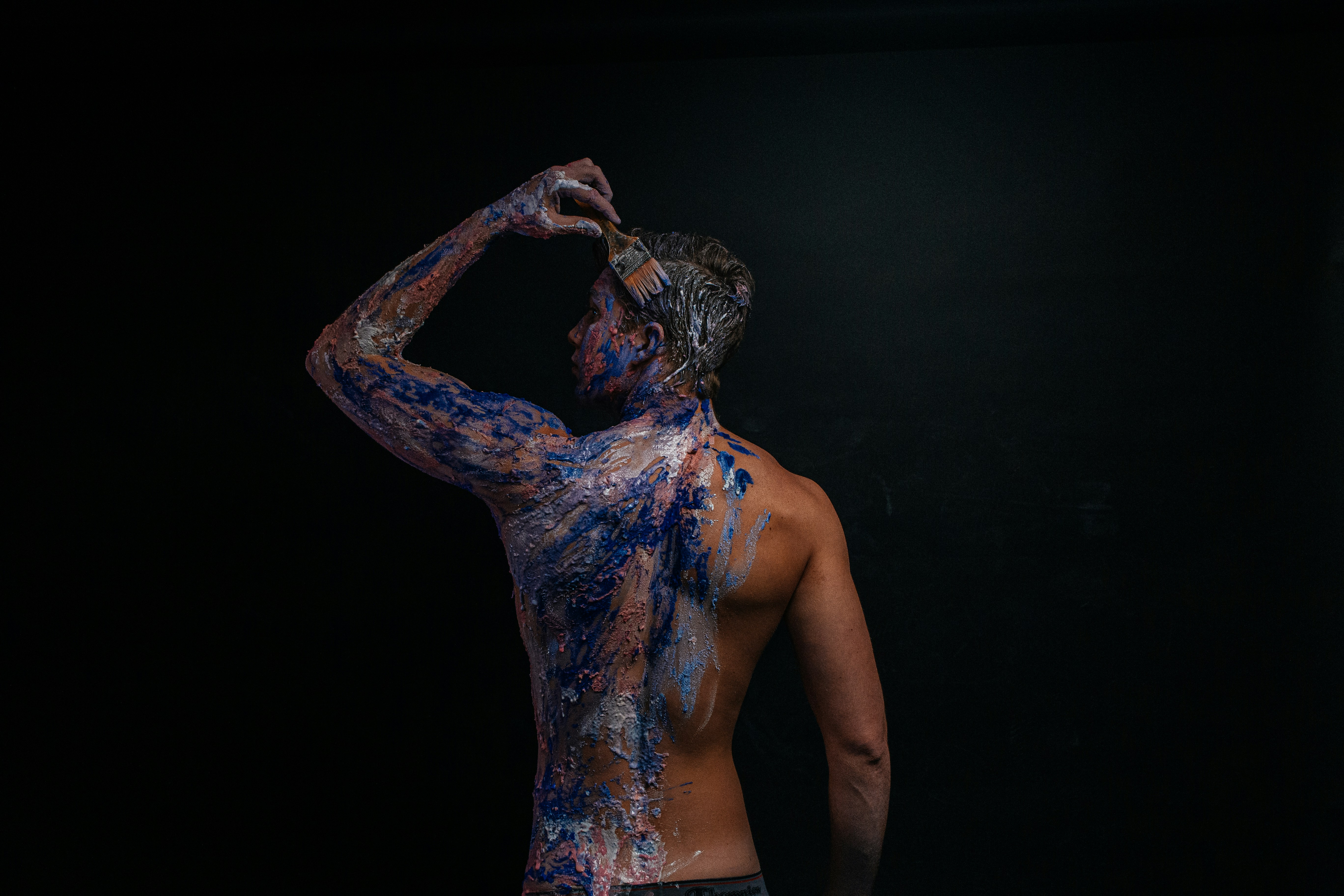 Full body digital AI character interacting dynamically in a virtual space