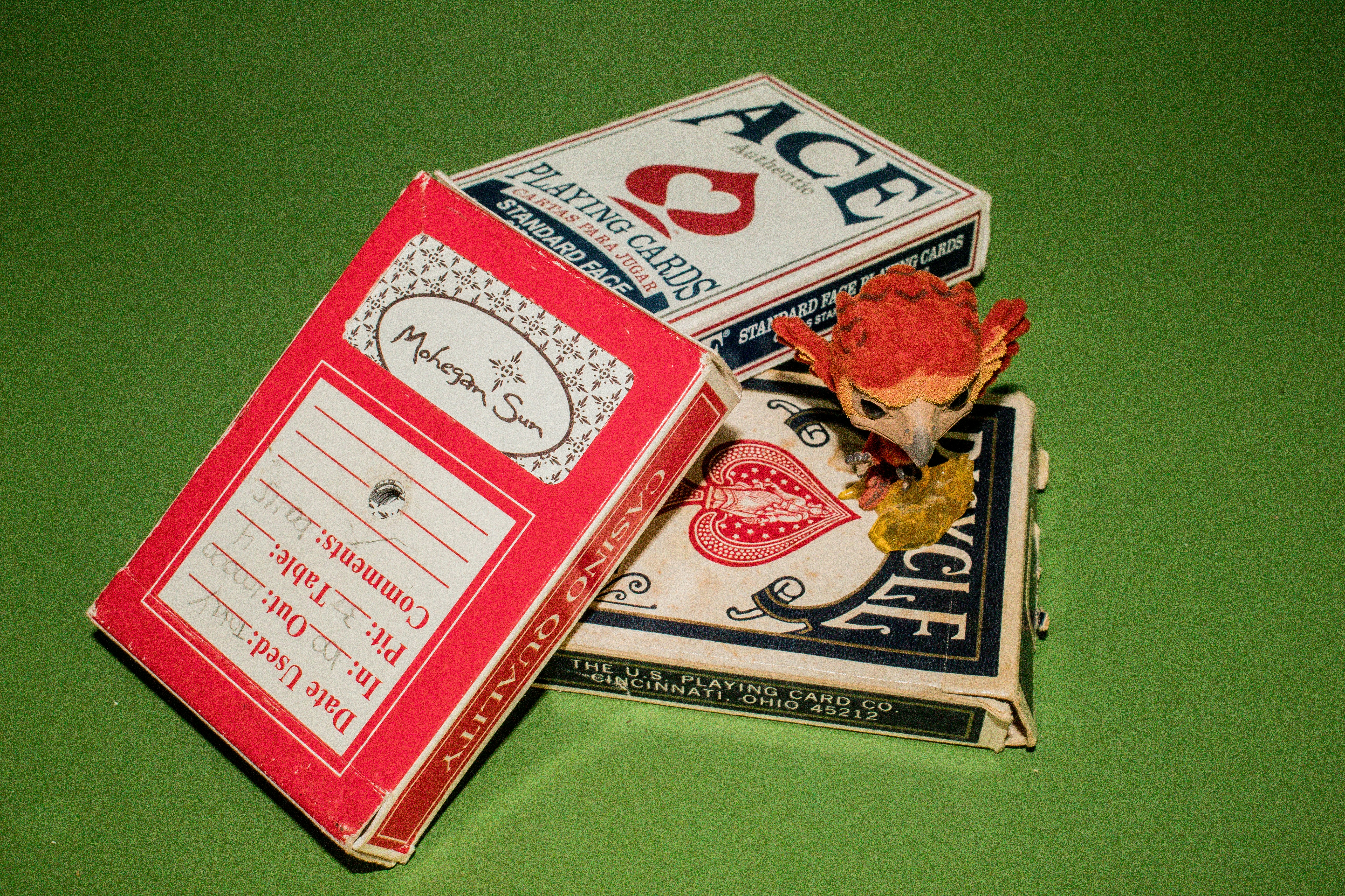 a box of cigarettes sitting on top of a green table