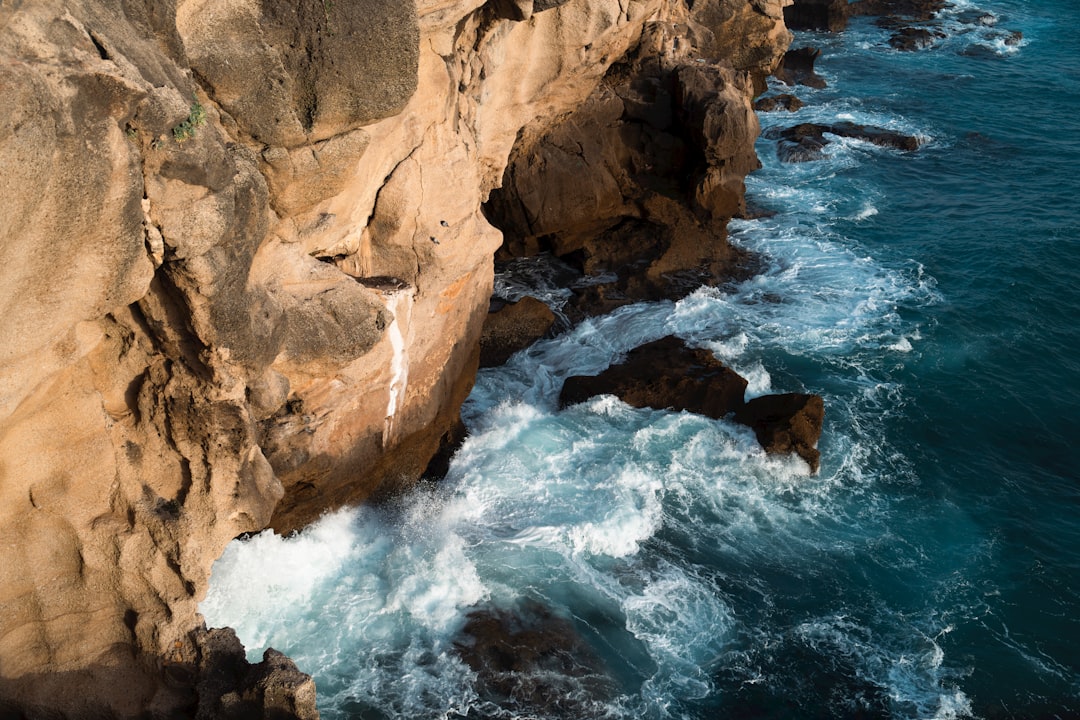 an aerial view of the ocean and cliffs, The Back of the Caves of Hercules.