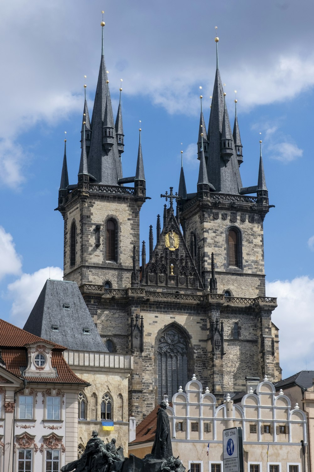 a large building with a clock on it's side